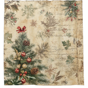 Rideaux De Douche Arbre de Noël et ornement vintage (3)