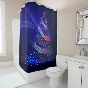 Rideaux De Douche Arbre de Noël SlipperyJoe numérique rouge transluc