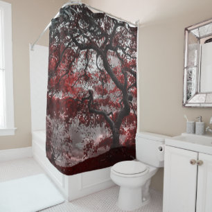 Rideaux De Douche Arbre rouge en fleurs de cerisiers