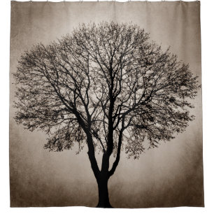 Rideaux De Douche Arbre Silhouette Brown Sepia Design 205