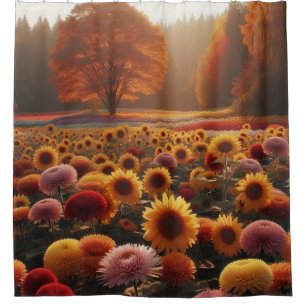 Rideaux De Douche Arbres d'automne/terrain avec maman