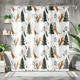 Rideaux De Douche Arbres de Noël et motif de tigres