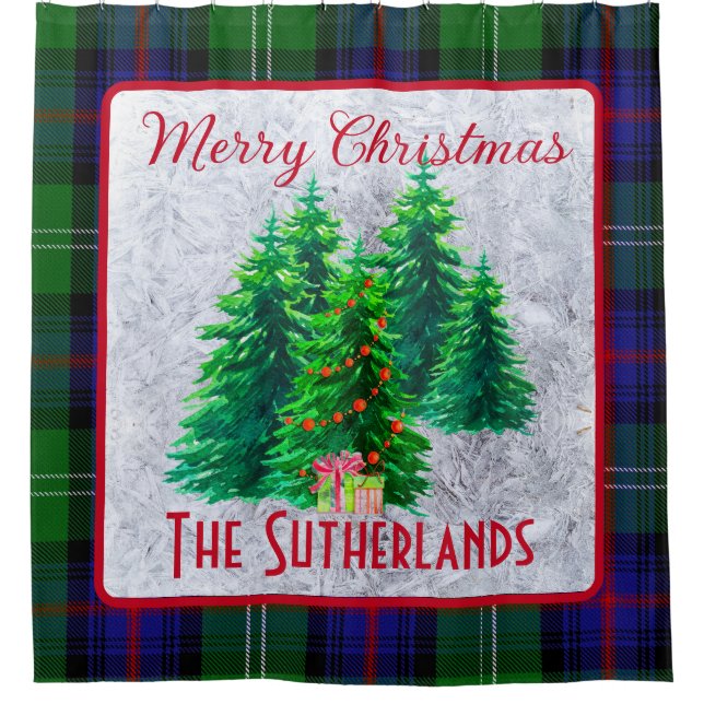 Rideaux De Douche Arbres de Noël personnalisés Clan Sutherland écoss (Devant)