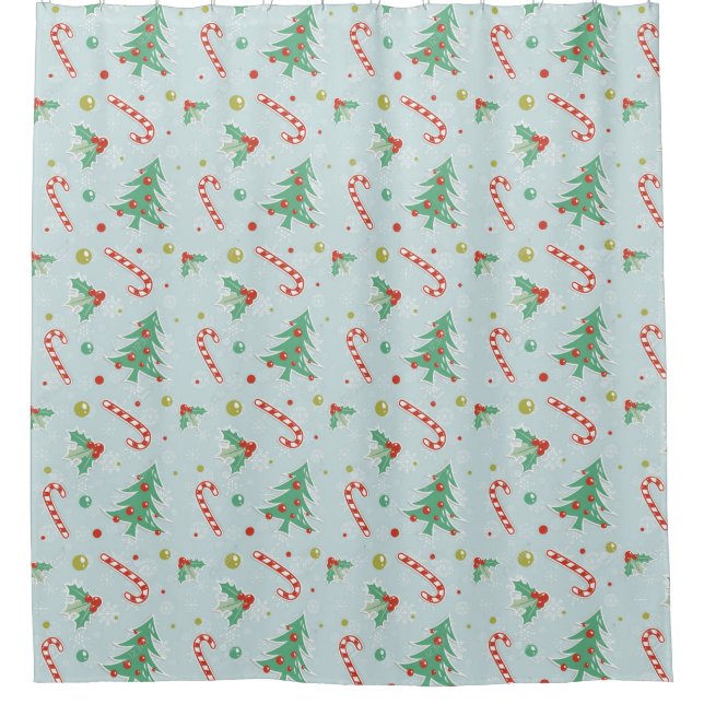 Rideaux De Douche Arbres Et Sucres de canne De Noël (Devant)