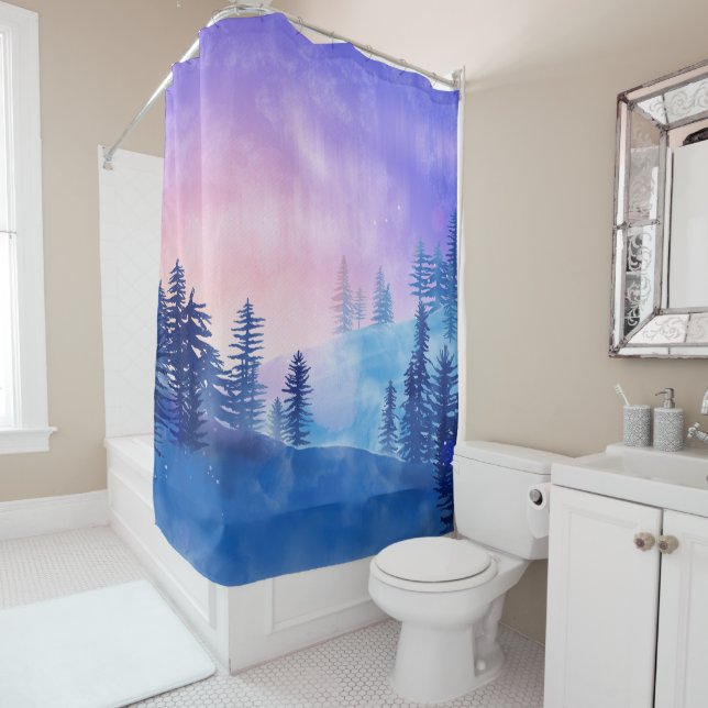 Rideaux De Douche Arbres forestiers Paysage extérieur Sunset Nature (En situation)