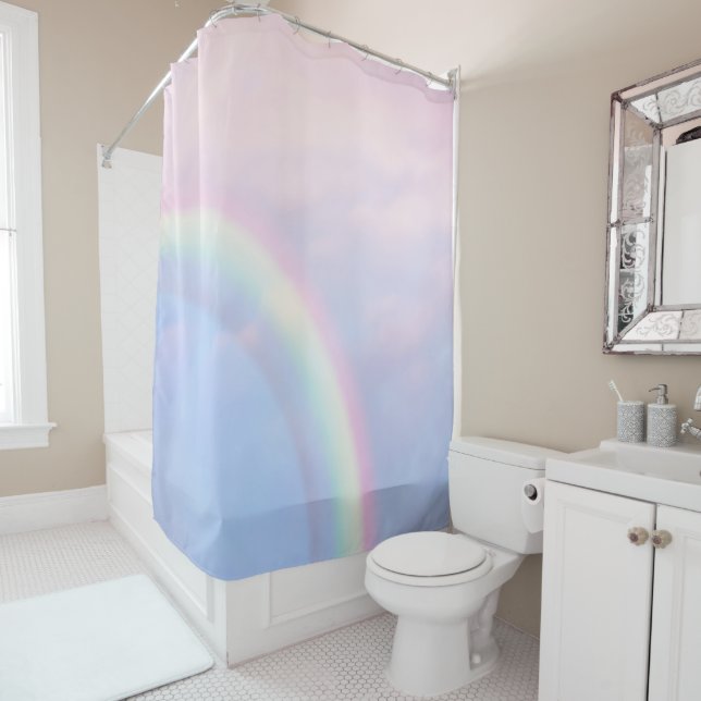 Rideaux De Douche Arc en ciel d'espoir - pastel, (En situation)
