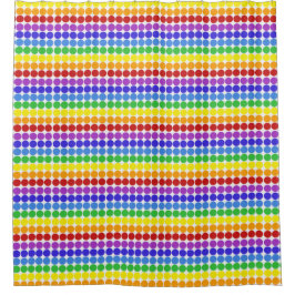 Rideaux De Douche arc-en-ciel sur blanc Mid-Century mod points cercl
