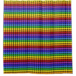 Rideaux De Douche arc-en-ciel sur noir Mid-Century mod points cercle