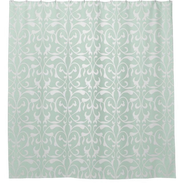 Rideaux De Douche Argent, menthe, damassés, victorian, cru, élégant, (Devant)