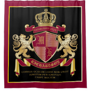 Rideaux De Douche Armoiries personnalisées Emblème de lion rouge o