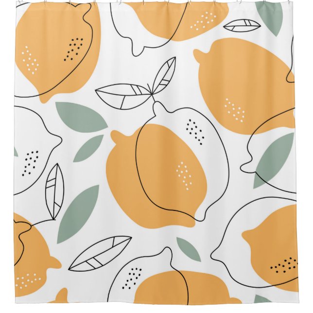 Rideaux De Douche Arrière - plan de citrons dessiné à la main. Motif (Devant)
