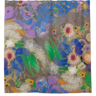 Rideaux De Douche Arrière - plan de fleurs abstrait d'Odilon Redon.
