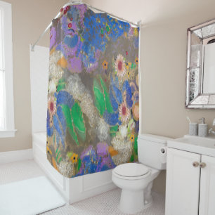 Rideaux De Douche Arrière - plan de fleurs abstrait d'Odilon Redon.