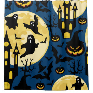 Rideaux De Douche Arrière - plan d'Halloween. Motif sans joint avec 