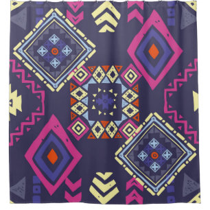 Rideaux De Douche Arrière - plan ethnique tribal. Géomet primitif él
