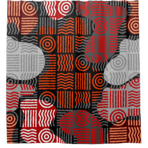 Rideaux De Douche Arrière - plan géométrique tribal Brown dans patch