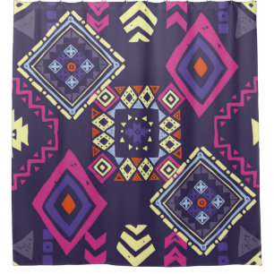 Rideaux De Douche Arrière - plan géométrique tribal, primitif.