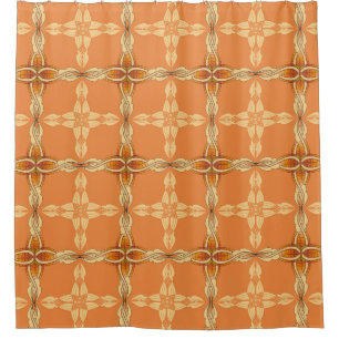 Rideaux De Douche Arrière - plan orange avec tribe répétée abstracta