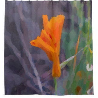 Rideaux De Douche Arrière - plan orange violet à fleur