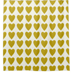 Rideaux De Douche Arrière - plan Personnalisé Gold Hearts