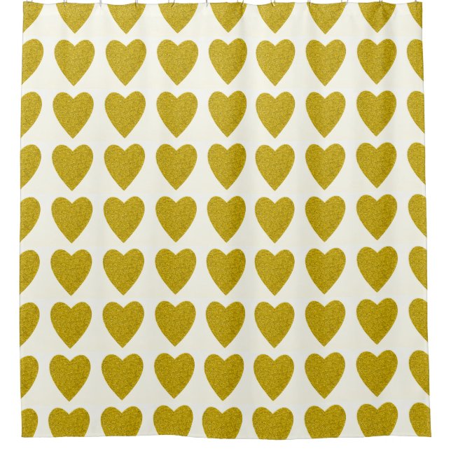 Rideaux De Douche Arrière - plan Personnalisé Gold Hearts (Devant)