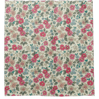 Rideaux De Douche arrière - plan vintage fleuri. Modèle floral avec 