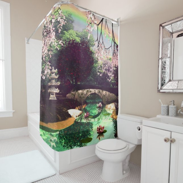 Rideaux De Douche Art 3D Jardin asiatique (En situation)