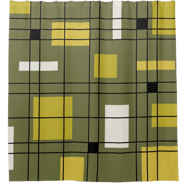 Rideaux De Douche Art Abstrait Avocado Green des années 1950 (Devant)