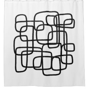 Rideaux De Douche Art Abstrait Contemporain Noir Et Blanc