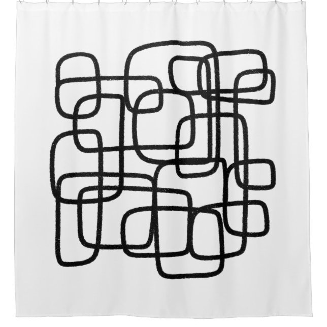 Rideaux De Douche Art Abstrait Contemporain Noir Et Blanc (Devant)