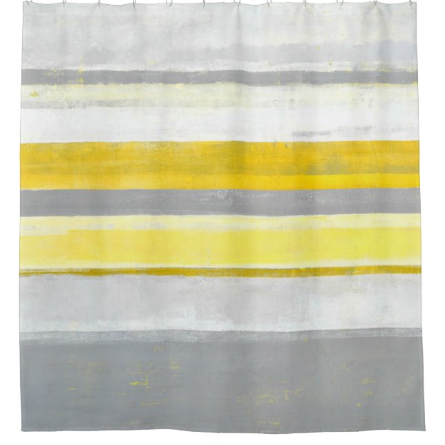 Rideaux De Douche Art abstrait gris et jaune de "citron" (Devant)