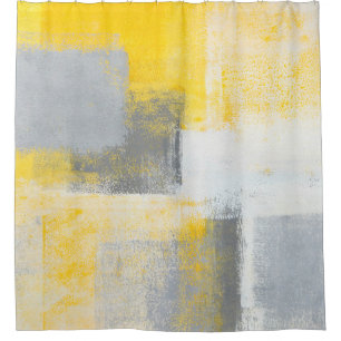 Rideaux De Douche Art abstrait gris et jaune de "glacière"