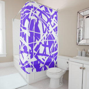 Rideaux De Douche Art Abstrait Lavande bleu violet blanc minimalisme