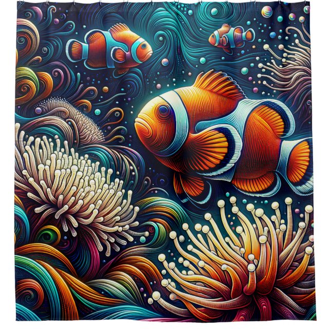 Rideaux De Douche "Art de Corail de poisson clown" (Devant)