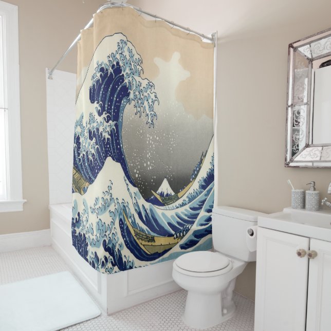 Rideaux De Douche Art de la vague japonaise (En situation)