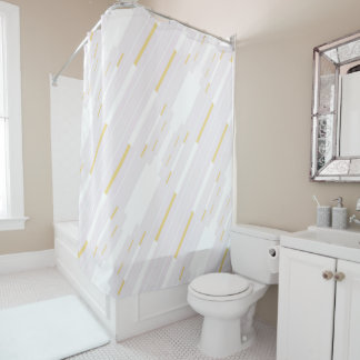 Rideaux De Douche Art de ligne native blanc et or