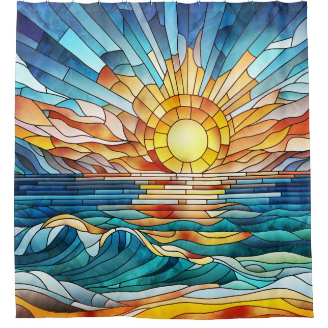 Rideaux De Douche Art de mosaïque Ocean Sunset (Devant)