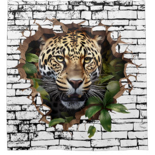 Rideaux De Douche Art de mur de léopard 3D – Safari réaliste