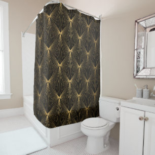Rideaux De Douche art deco,black gold,chic,elegant,pattern,classy,tr