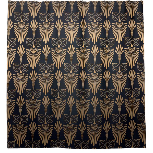 Rideaux De Douche Art Déco Black Gold : Retro. (Devant)