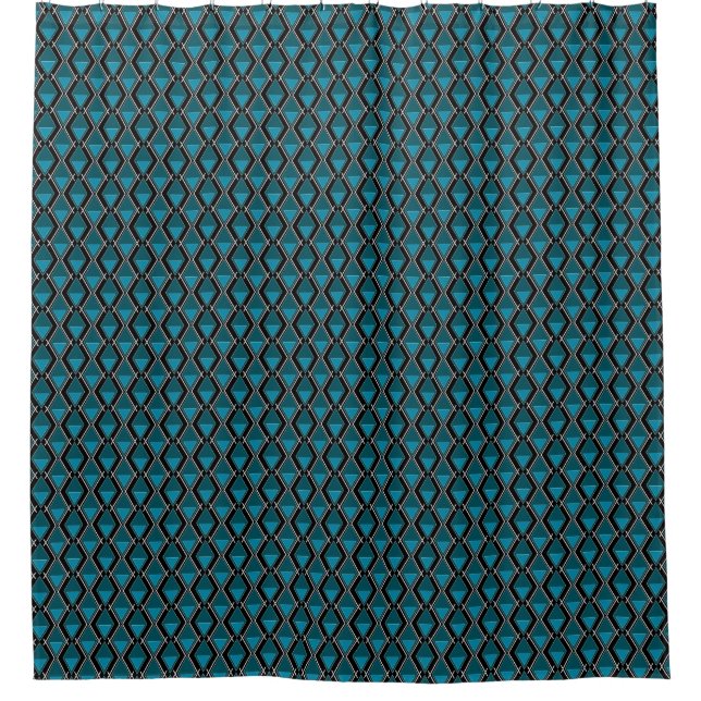 Rideaux De Douche art déco de motif bleu noir (Devant)