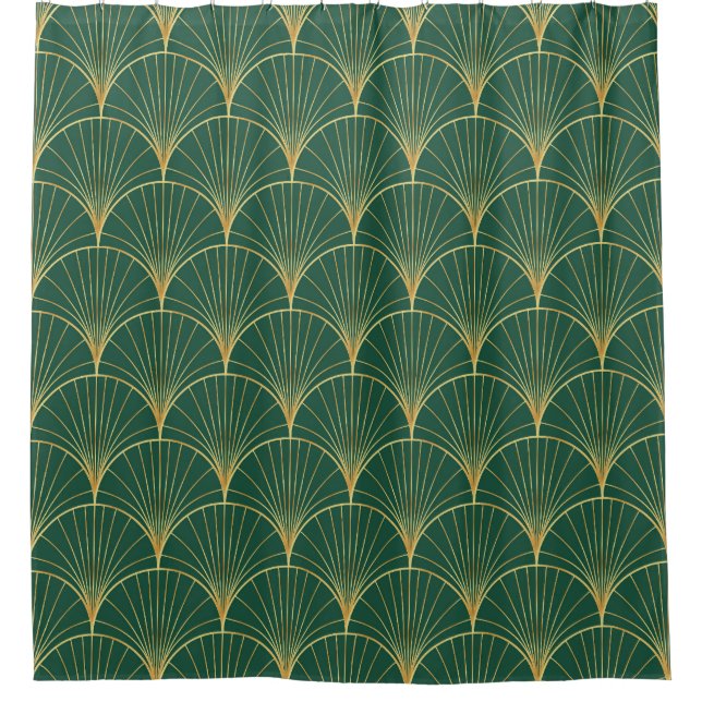 Rideaux De Douche Art déco feuille de palme verte (Devant)