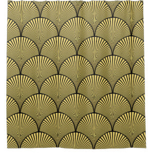 Rideaux De Douche Art déco japonais : Design d'or noir