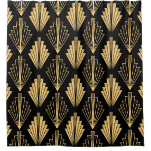 Rideaux De Douche Art Déco Or Noir : sans couture