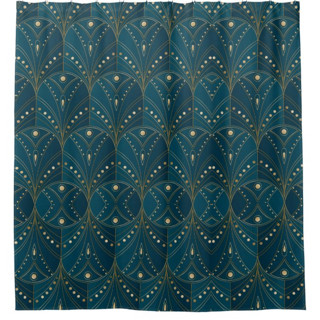 Rideaux De Douche Art Deco pattern with gold geometric shapes (Devant)
