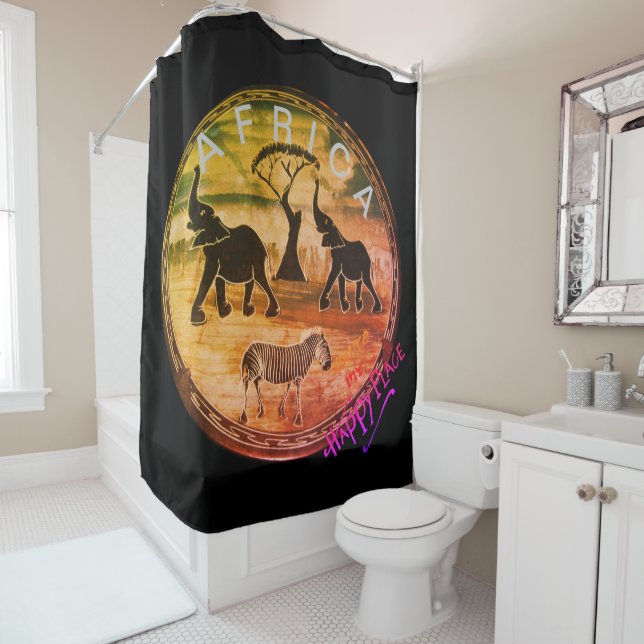 Rideaux De Douche Art Eléphant Africain (En situation)