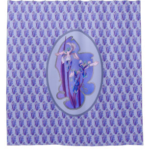 Rideaux De Douche Art floral aux iris bleus