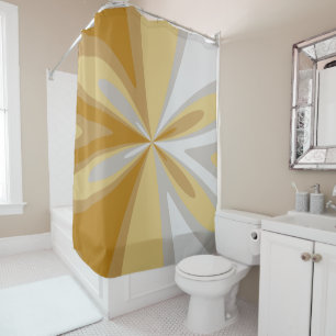Rideaux De Douche Art Floral Géométrique Abstrait Or, argent gris
