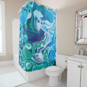 Rideaux De Douche Art fluo en marbre bleu et vert