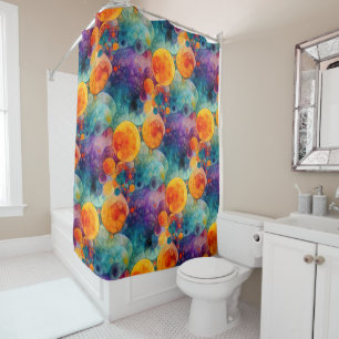 Rideaux De Douche Art fractal abstrait vibrant de dérive solaire